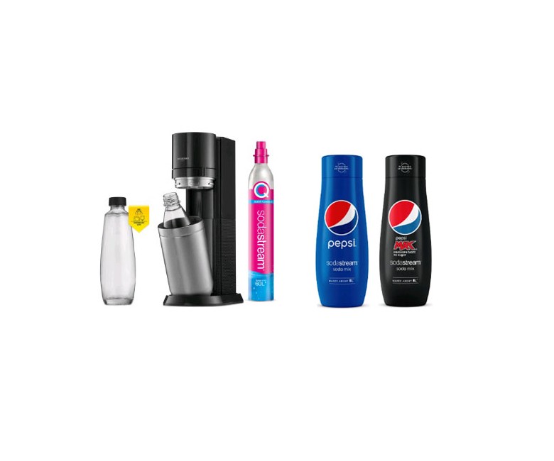 Sodastream - DUO - Black  ( Carbon Cylinder Included ) With 1 Pepsi Max & 1 Pepsi - Bundle