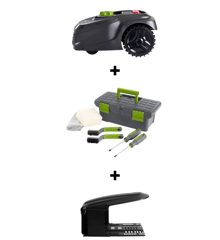 Grouw - Robotgräsklippare 1200M2 appkontroll (garage ingår) + underhålls- och rengöringssats - Bundle