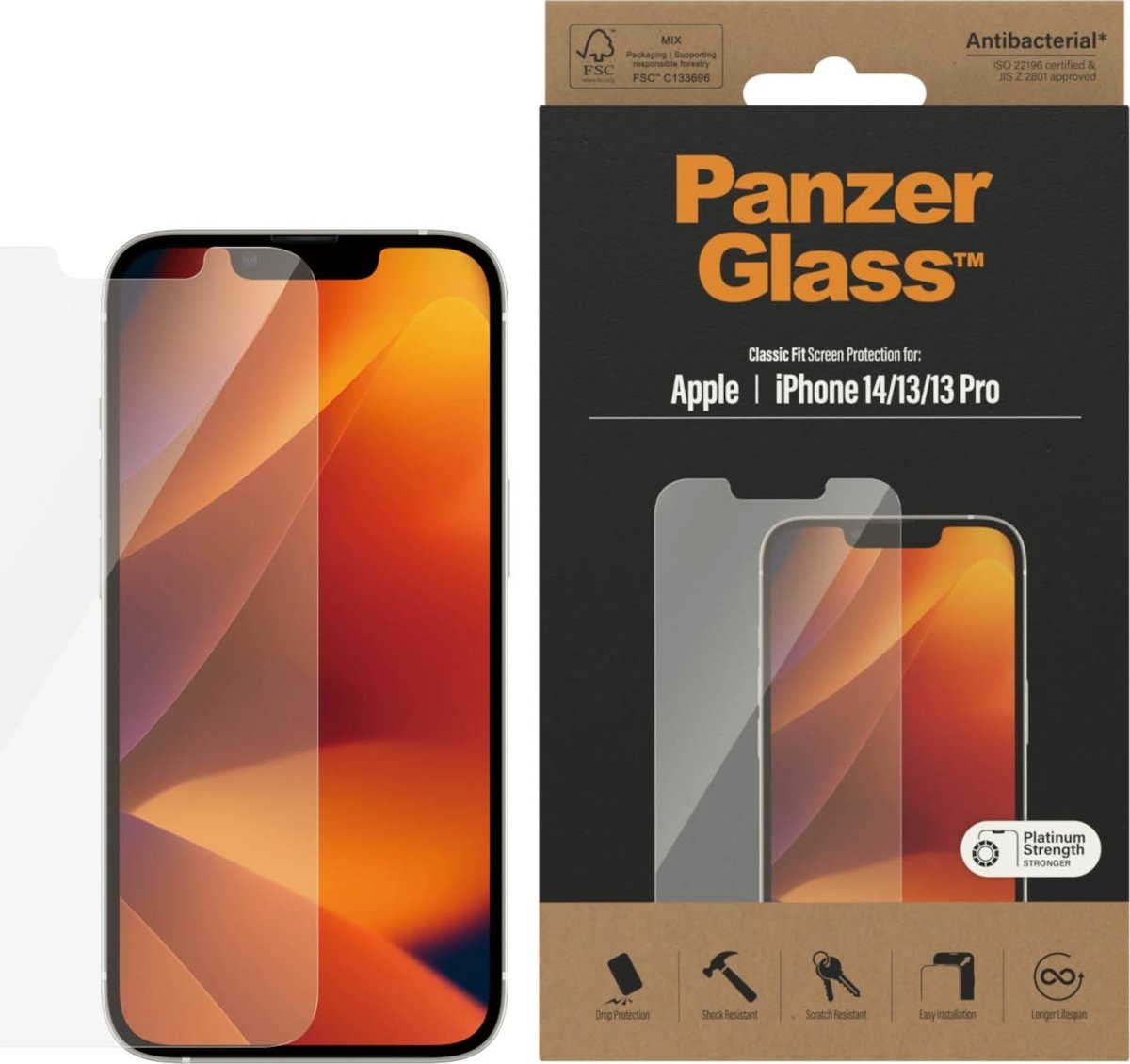 PanzerGlassâ¢ - Skærmbeskyttelse Apple iPhone 14 - 13 - 13 Pro - Classic Fit