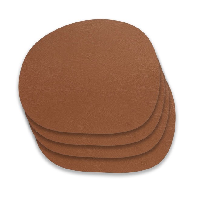 RAW - Buffalo placemat - Recycled leather - 4 pc - Cinnamon brown (15668)