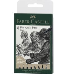 Faber-Castell - Pitt Artist Pen India ink pen, wallet of 8, black (167158)