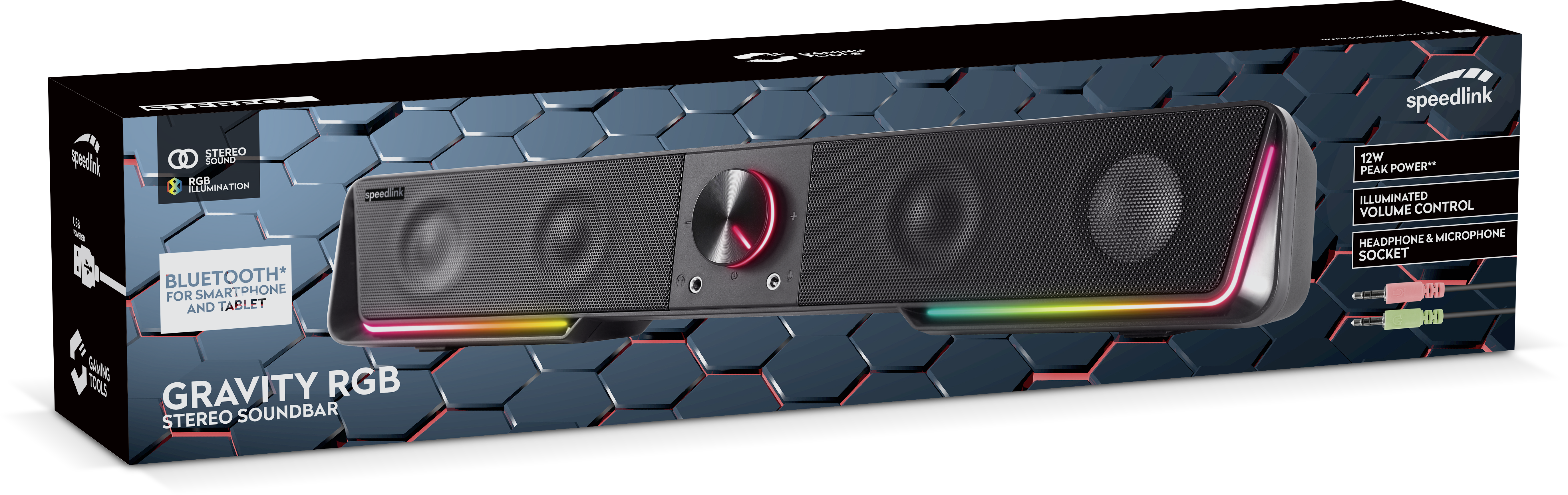 Speedlink - GRAVITY RGB Stereo Soundbar, black - Elektronikk