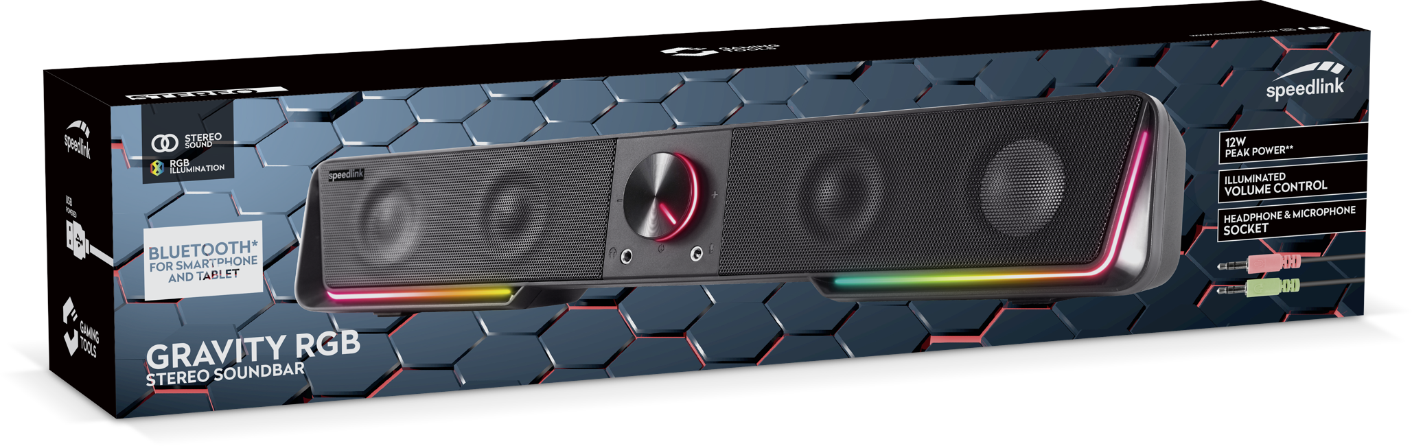 Speedlink - GRAVITY RGB Stereo Soundbar, Schwarz