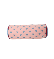 Rice - Velvet Bolster Pillow Pink with Gendarme Hearts - Medium