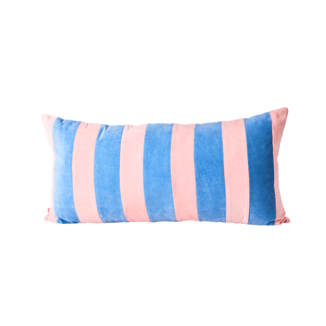 Rice - Rectangular Cushion with Pink and Gendarme Stripes Large