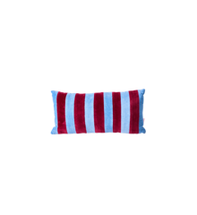 Rice - Rectangular Cushion  with Gendarme Blue and Maroon  Stripes - Small