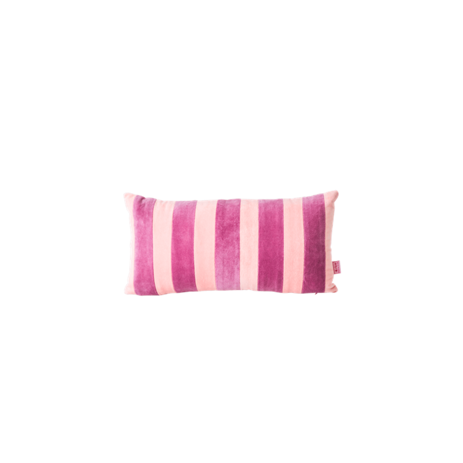 Rice - Rectangular Cushion with Pink and Purple  Stripes - Small