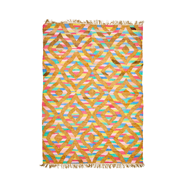 Rice - Håndlavet stort tæppe i bomuld i pastelfarver