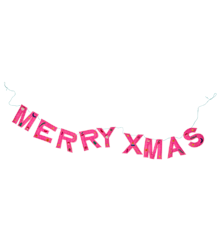 Rice - Raffia Garland with HAPPY XMAS Tekst in Pink