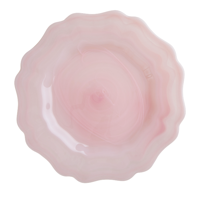 Rice - Alabaster Glass Dinner Plate  in Soft Pink - Ø28 cm