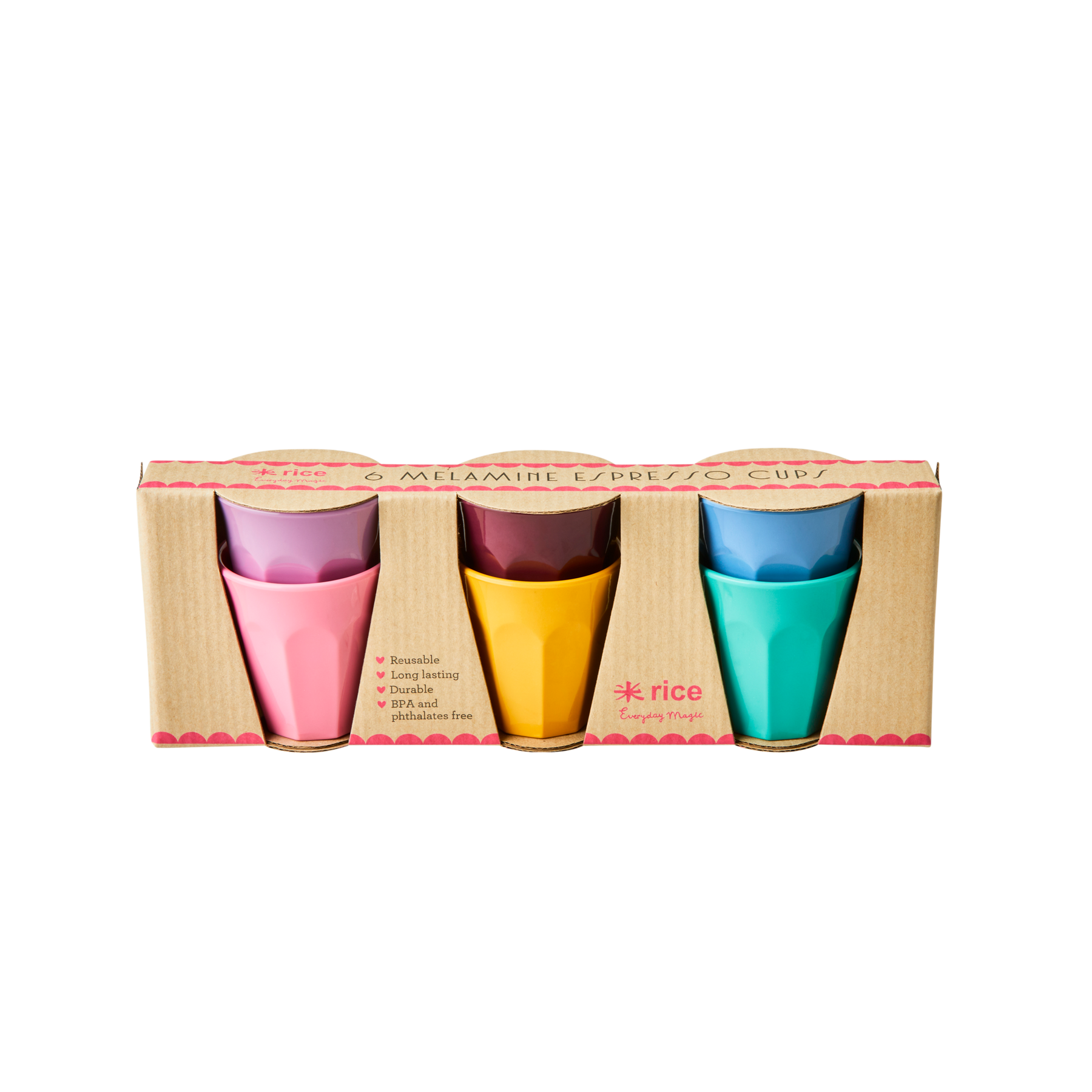 Rice - 6 Melamine Espresso Cups Dance Out Colors - Hjemme og kjøkken