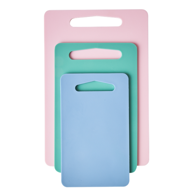 Rice - Plastic Chopping Boards in 3 Set - Pink, Green and Gendarme Blue