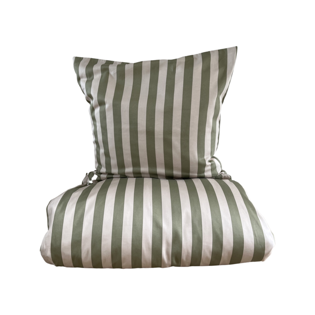 omhu - Blok Stripe Bed linen 140x200 cm - Green (200111152)