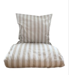 omhu - Blok Stripe Bed Linen 140x220 cm - Sand (220111121)