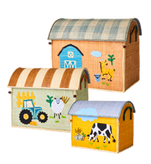 Rice - Large Set of 3 Toy Baskets  Farm Theme