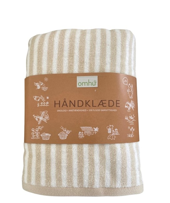 omhu - Striped Velour Organic Cotton Towels 50x100 cm - Sand
