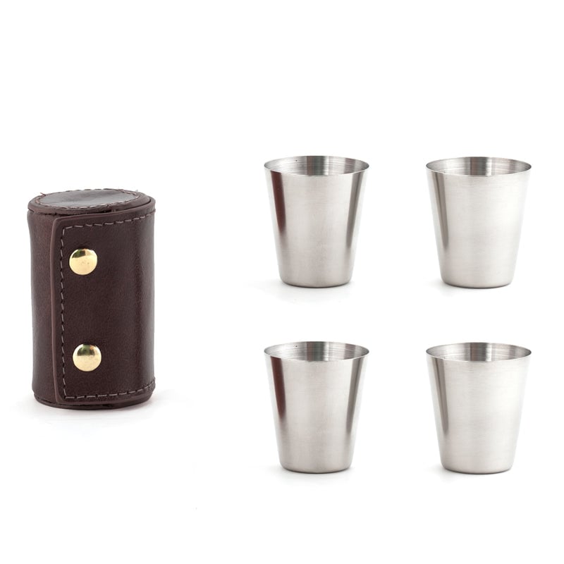 Shot Glasses With Leather Case - Gadgets