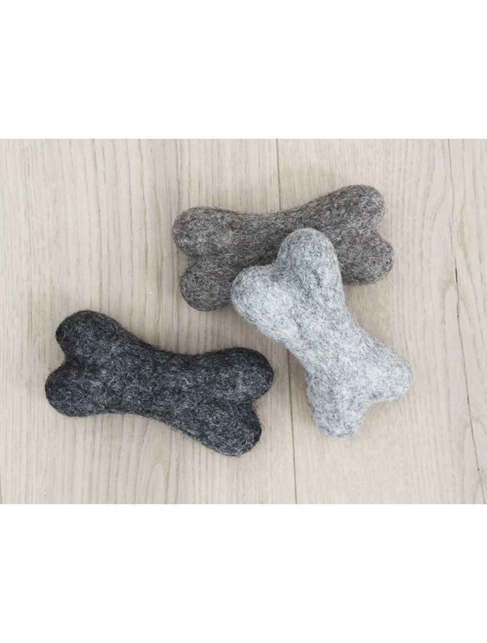 Wooldot - Toy Dog Bones - Charcoal Grey - 22x7x5cm - (571400400443) - Kjæledyr og utstyr