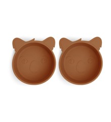 Nuuroo - Alex silicone deep plate 2-pack Koala - Caramel Café