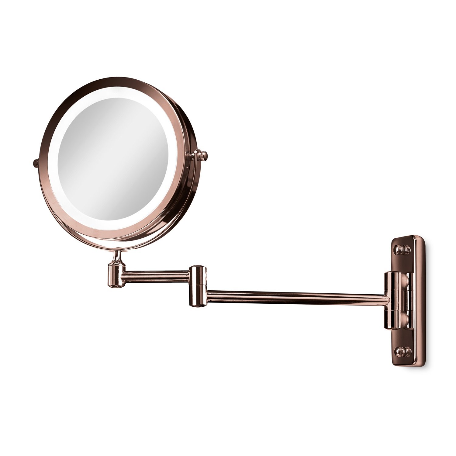 Gillian Jones- Double sided wall mirror w. LED - x1/x10 magnification  - kobber