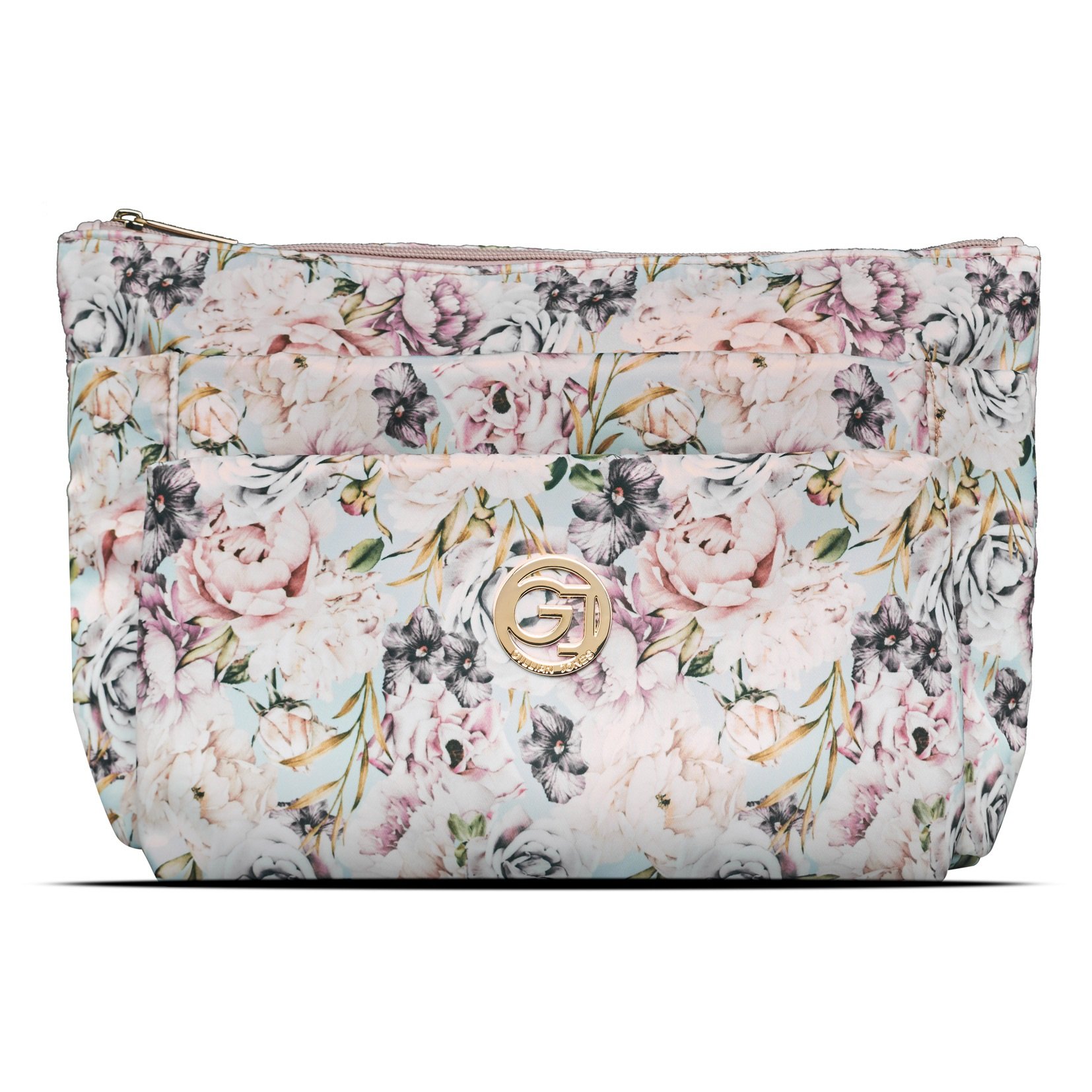Gillian Jones - 3-room cosmetic bag - Rose flowerprint - Skjønnhet