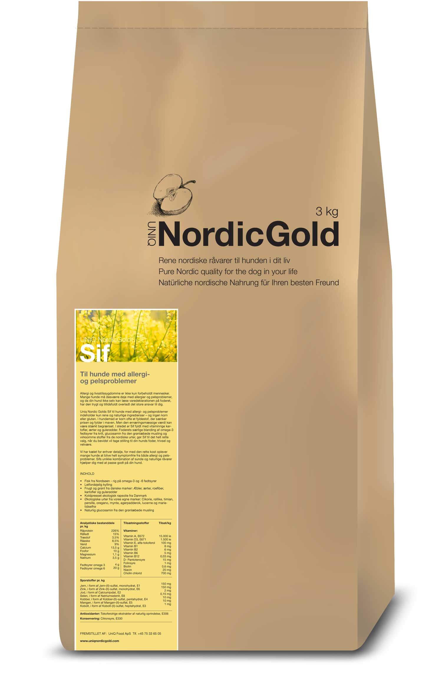 UniQ - Nordic Gold Sif Sensitive ADULT 10 kg - (115) - Kjæledyr og utstyr