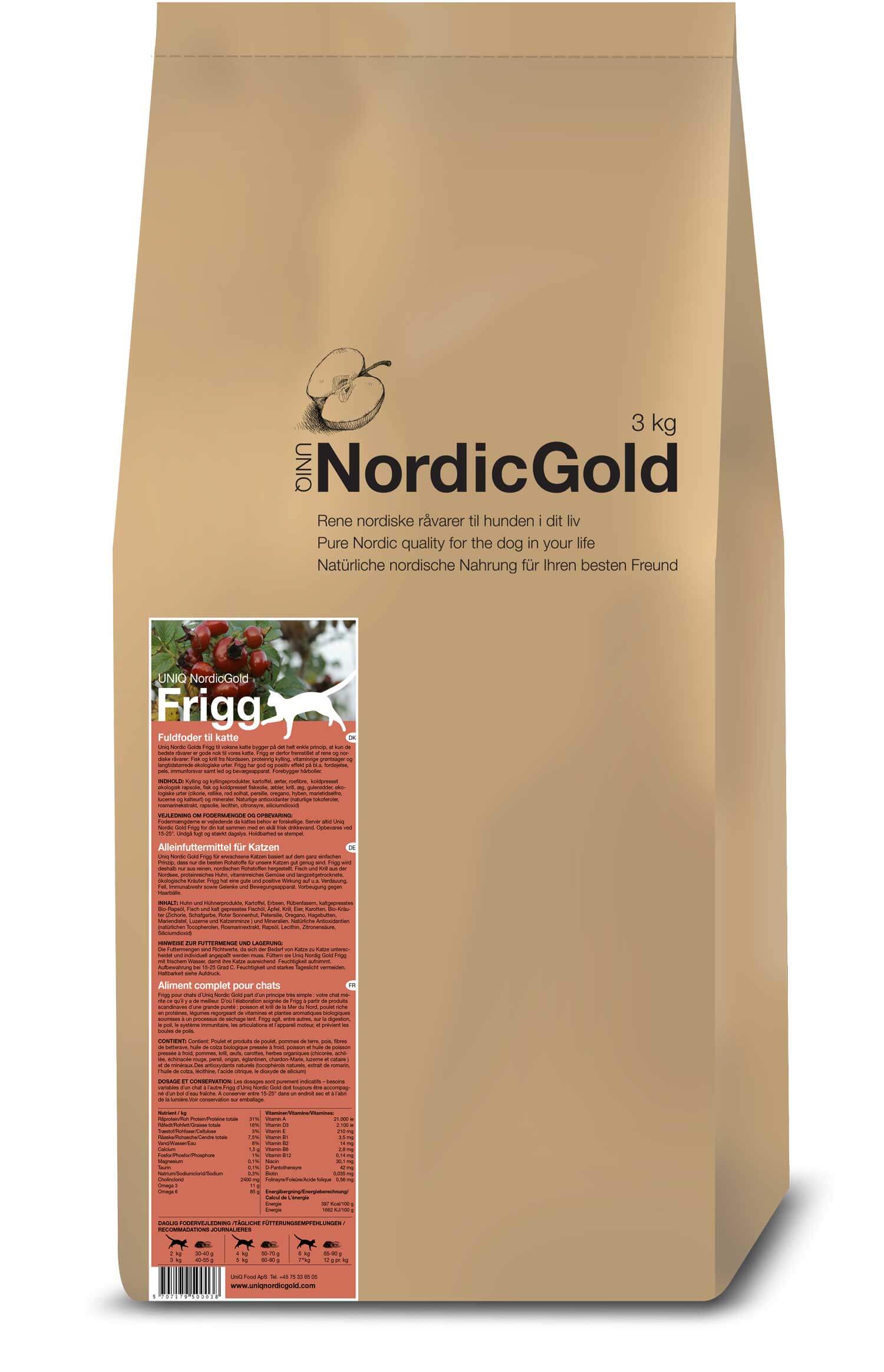 UniQ - Nordic Gold Frigg 3 kg Kattefoder voksen