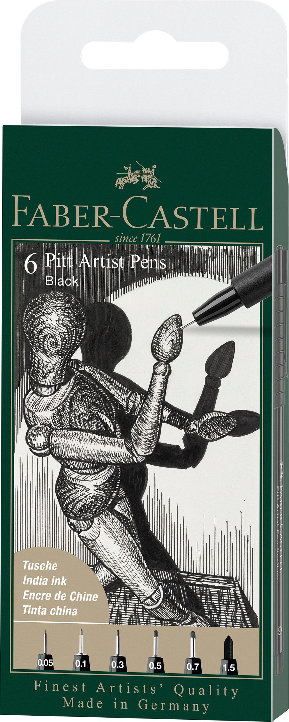Faber Castell - 6 pitt Artist Pen, brush - Black (167154), Faber-Castell