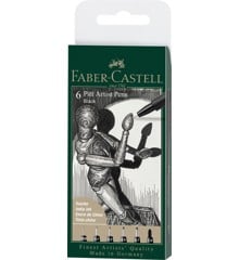 Faber Castell - 6 pitt Artist Pen, brush - Black (167154)