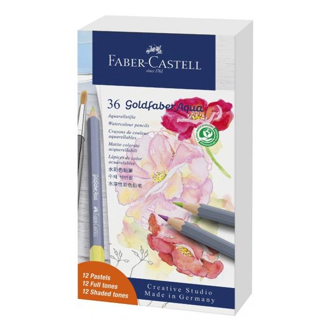 Faber-Castell - Goldfaber Aqua Watercolour farveblyanter, Metalæske med 36 stk