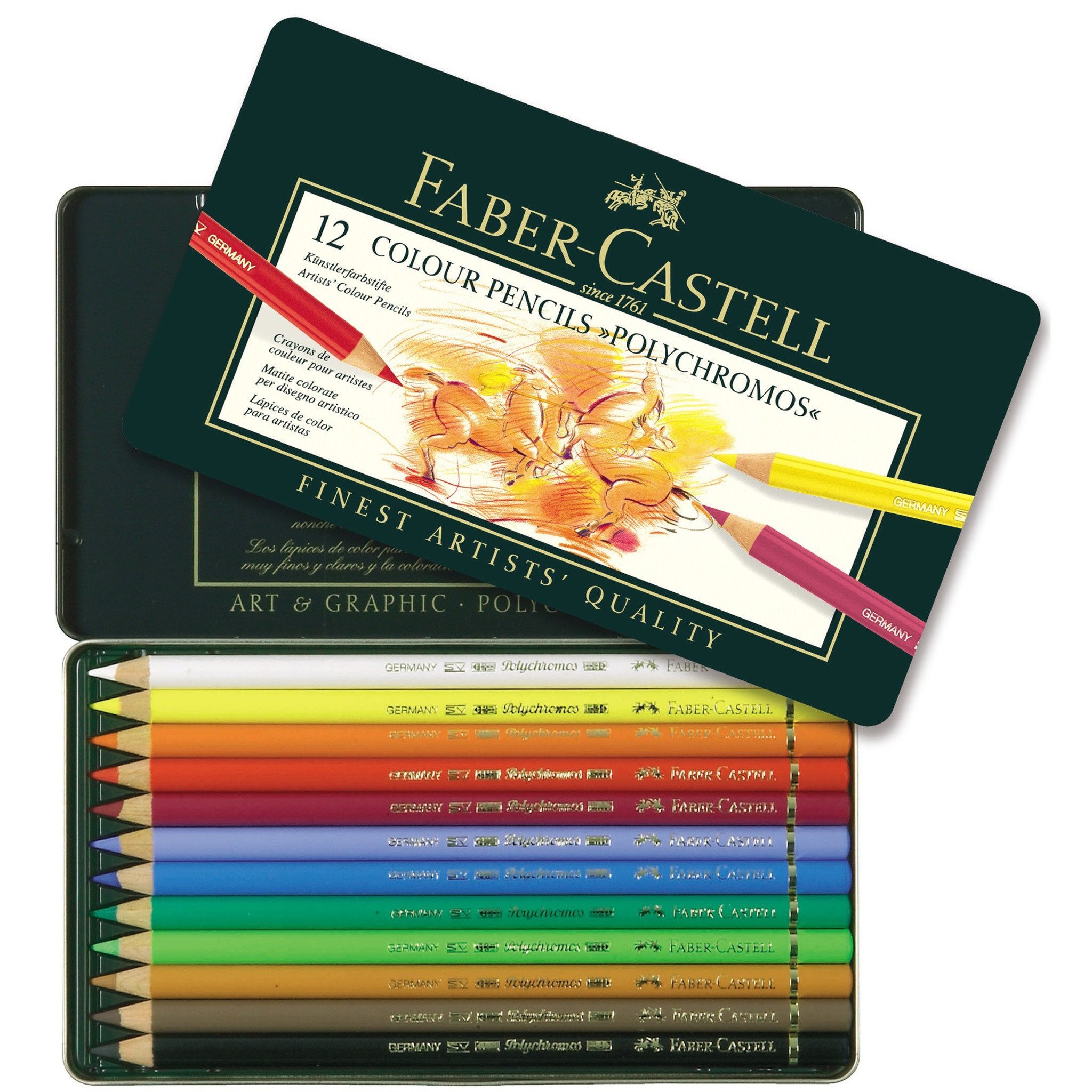 Faber-Castell - Polychromos Colour Pencil tin of 12 - Leker