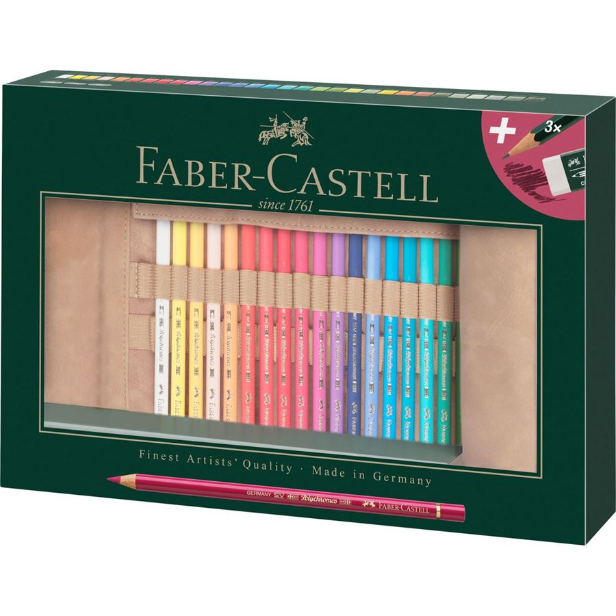 Faber-Castell - Polychromos Colour farveblyanter, 30 stk i rullepenal (110030)