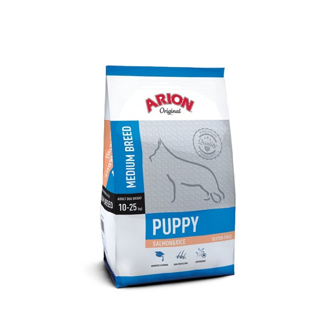 Arion - Hundefoder - Puppy Medium - Laks & Ris - 12 Kg