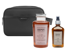 Vittorio - Washbag 100% Recycled Plastic - Black + Depot - No. 601 Gentle Body Wash Mystic Amber 250 ml + Depot - No. 607 Sport Refreshing Body Spray 200 ml