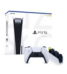 Playstation 5 Console 825GB SSD (Nordic) + Playstation 5 Dualsense Charging Station + Sony Playstation 5 Dualsense Controller White