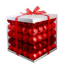 DGA - Christmas Ornament set w/125 pcs - Mat/shiny/glitter - Red (21701066)