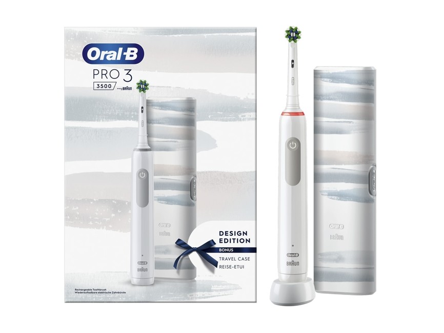 Oral-B - Pro3 3500- Elektrisk Tandbørste - White Gift Pack ( Rejseetui Inkluderet )