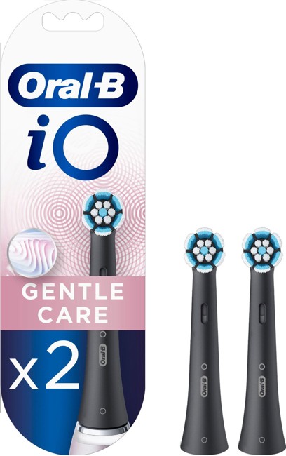 Oral-B - iO Gentle Care Mustat Vaihtoharjat 2 Kpl