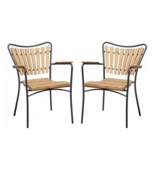 Cinas - Hard & Ellen Garden Chairs - Aluminium/Teak - Antracit - Set with 2 pcs. (3515136)