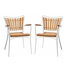 Cinas - Hard & Ellen Garden Chair - Aluminium/Teak - White - Set with 2 pcs. (3515009)