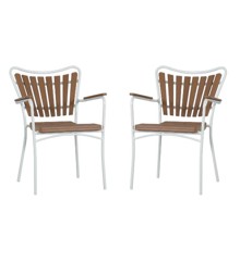 Cinas - Hard & Ellen Garden Chair - Polywood - White/Teak look - Set with 2 pcs. (3515310)