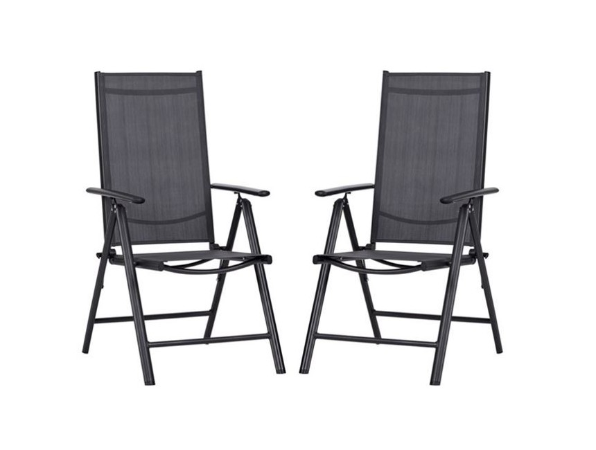 Living Outdoor - Aaroe Position Garden Chair - Textil - Black/Grey - Set with 2 pcs. (46112)