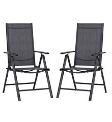 Living Outdoor - Aaroe Position Garden Chair - Textil - Black/Grey - Set with 2 pcs. (46112)