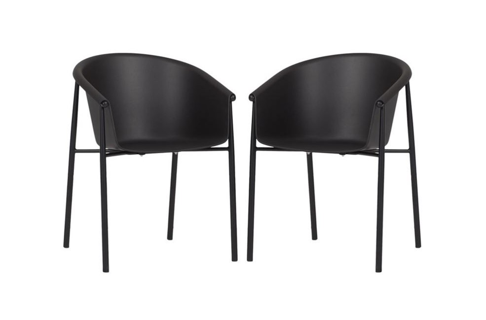 Living Outdoor - Aeroe  Garden Chair - Metal/Plastic - Black/Black - Set with 2 pcs. (48963)