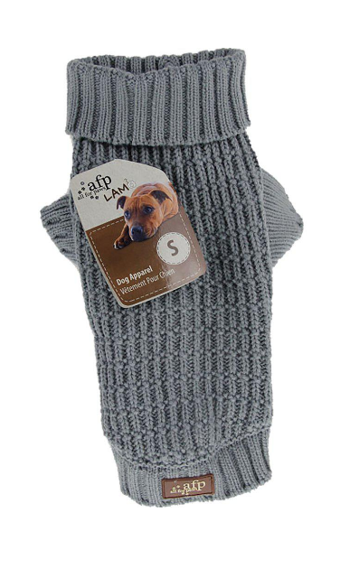 All For Paws - Strikket Hunde Sweater Fishermans Grå S 25.4CM