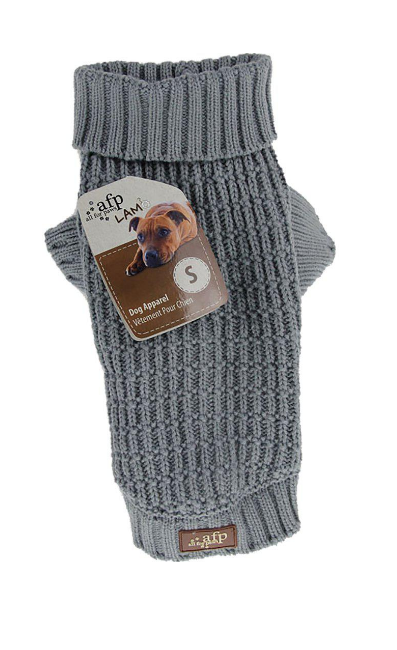 All For Paws - Knitted Dog Sweater Fishermans Grey XL 40cm - (632.9127)