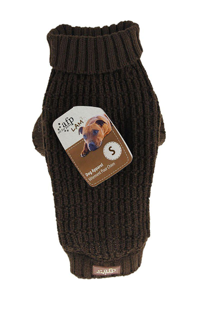 All For Paws - Strikket Hunde Sweater Fishermans Brun XL 40cm