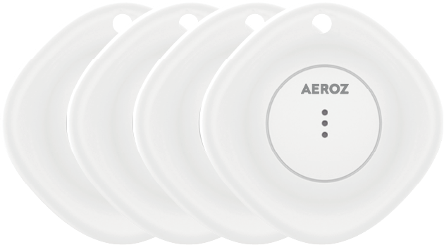 Aeroz TAG-1000 Hvit (4-pakning) Nøkkelfinder for bruk med iPhone - Fungerer med Apple Hvor er?-appen - Elektronikk
