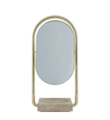 AYTM - ANGUI table mirror - Gold/Travertine