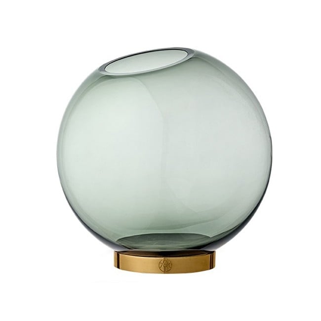 AYTM - GLOBE vase, Ø21cm - Mørkegrøn/Guld